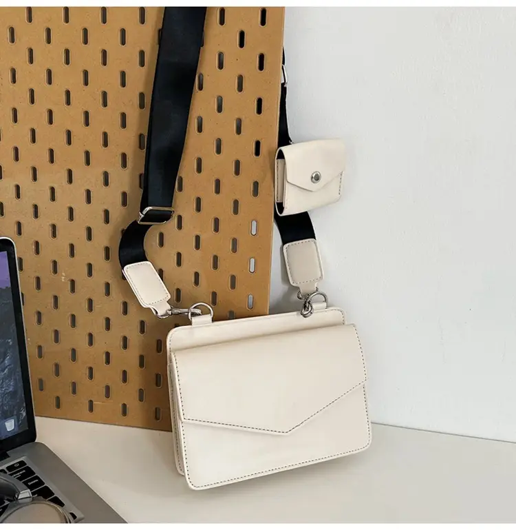 Neutrally White Square Shoulder Messenger Bag for Men Women — feature 32