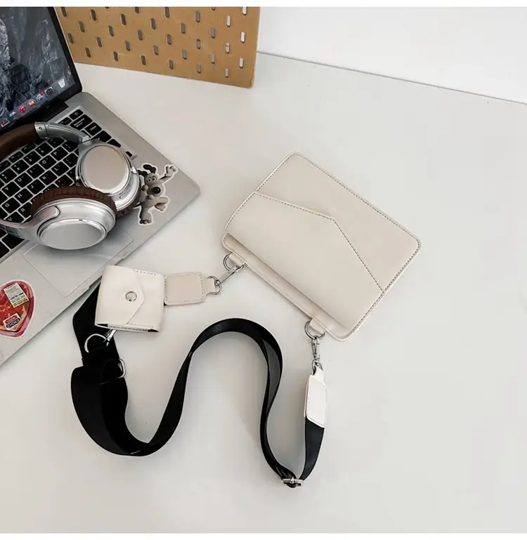 Neutrally White Square Shoulder Messenger Bag for Men Women — feature 37