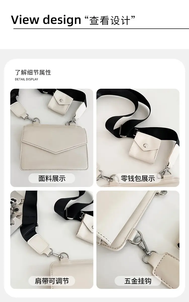 Neutrally White Square Shoulder Messenger Bag for Men Women — feature 38