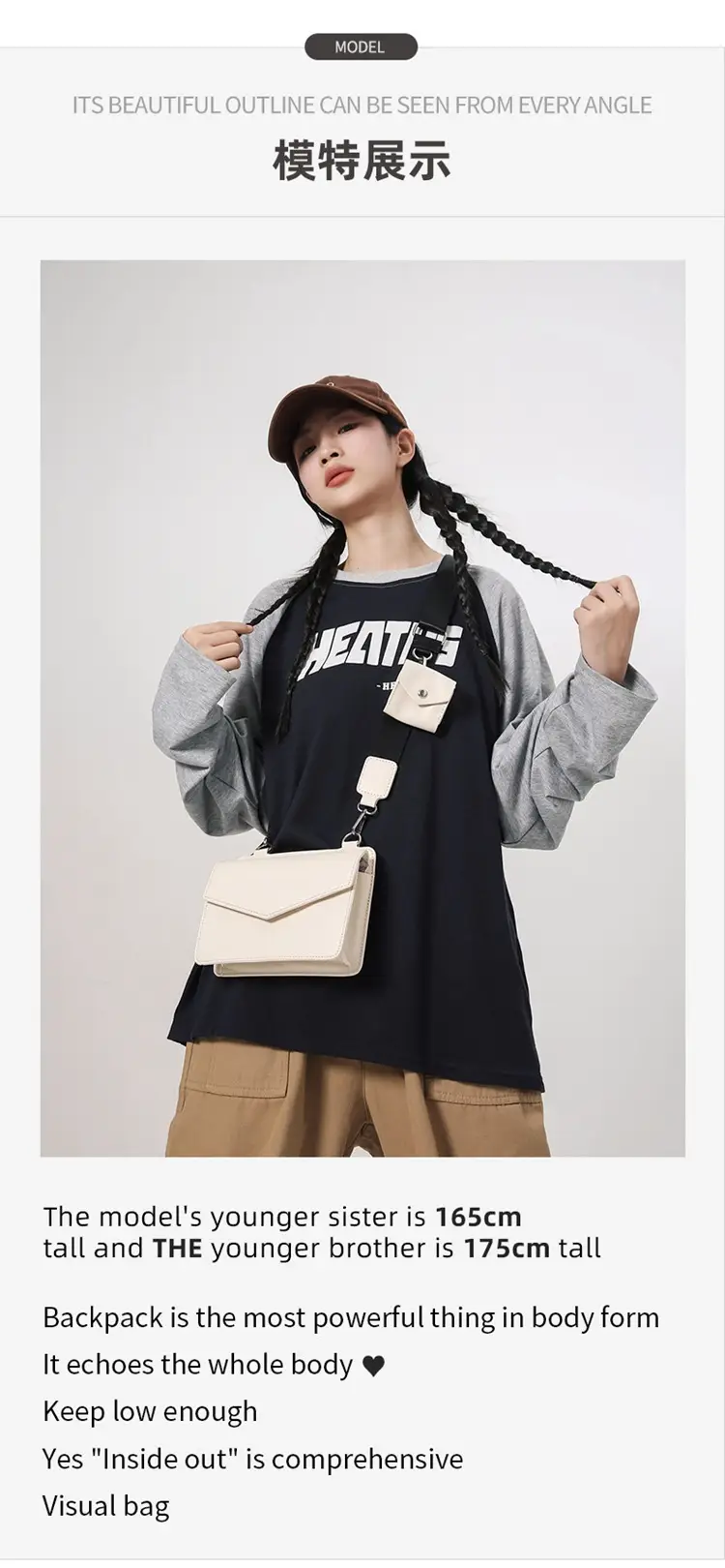 Neutrally White Square Shoulder Messenger Bag for Men Women — feature 9