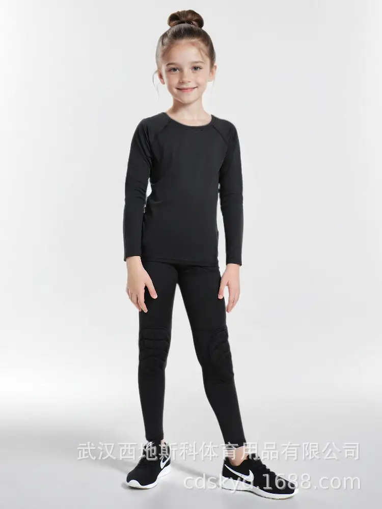 Girls Black Long Sleeve Tights with Elastic Waistband - Image 8