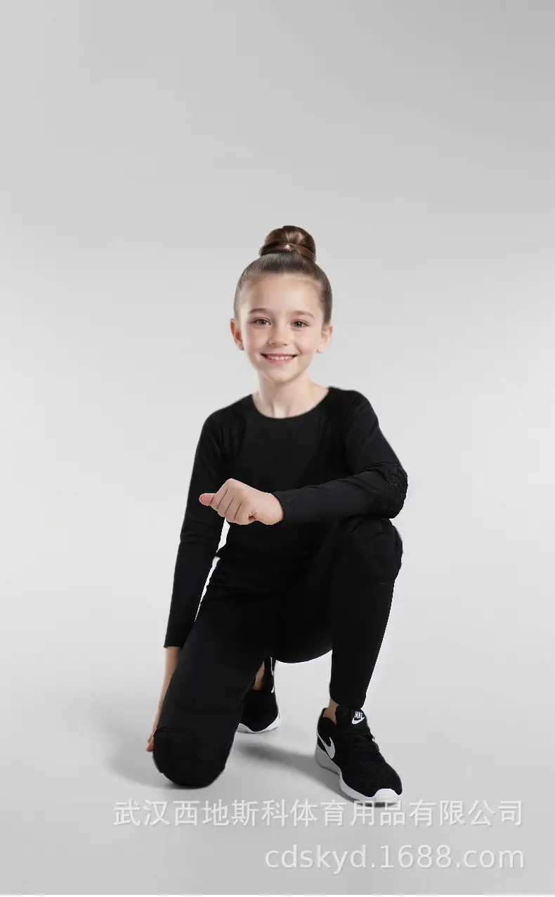 Girls Black Long Sleeve Tights with Elastic Waistband — feature 15