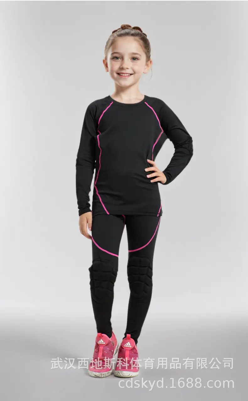 Girls Black Long Sleeve Tights with Elastic Waistband — feature 17