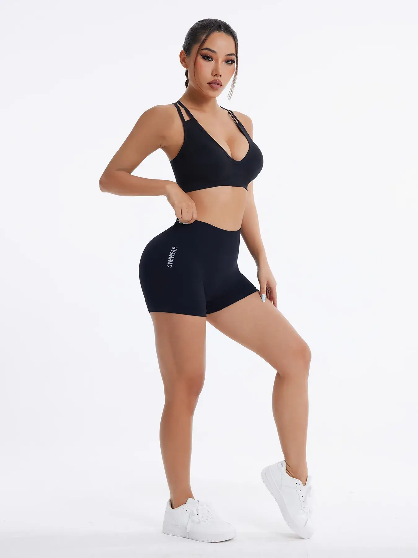 Black Non-Rimless Sports Bra with Cross Strap — feature 5