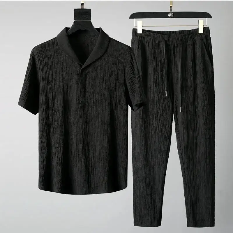 Men's White V-Neck Thin Suit Black Trousers 2024 - Image 7