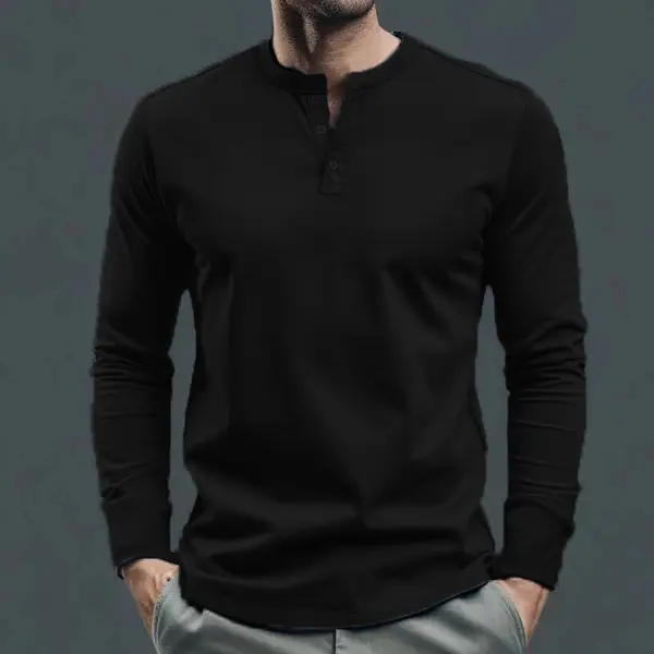 Men's Slim Fit Henry Shirt Olive Green Long Sleeve — feature 17