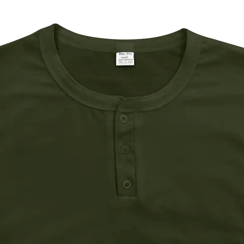 Men's Slim Fit Henry Shirt Olive Green Long Sleeve — feature 37