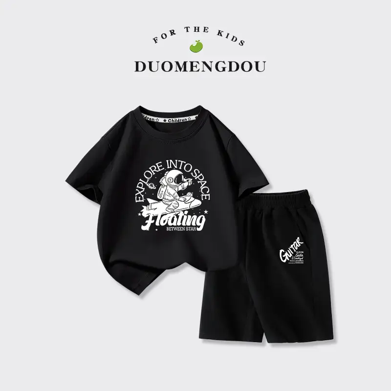 Kids Summer T-Shirt Set Pure Cotton Big Boy Sports Wear - Image 7