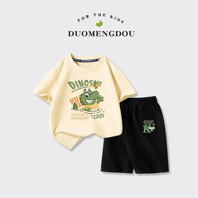 Kids Summer T-Shirt Set Pure Cotton Big Boy Sports Wear - Image 8