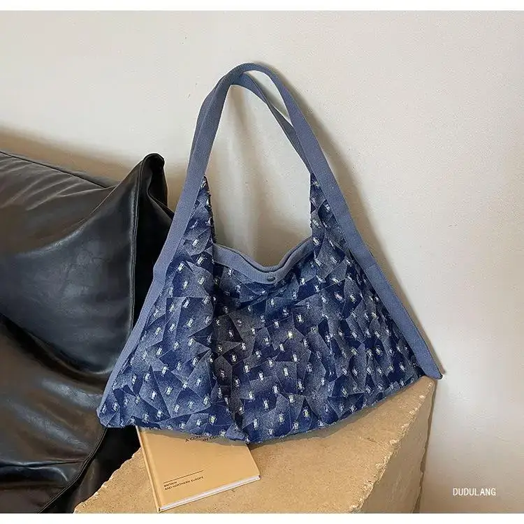 Blue Patterned Lazy Style Shoulder Bag for Women — feature 11