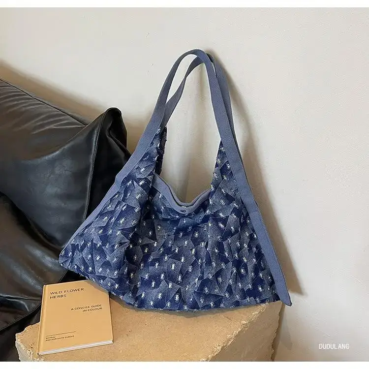 Blue Patterned Lazy Style Shoulder Bag for Women — feature 12