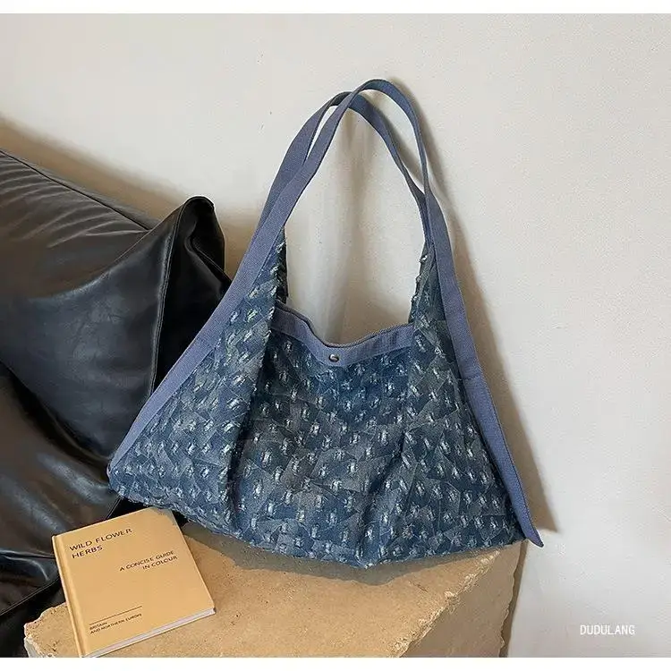 Blue Patterned Lazy Style Shoulder Bag for Women — feature 13