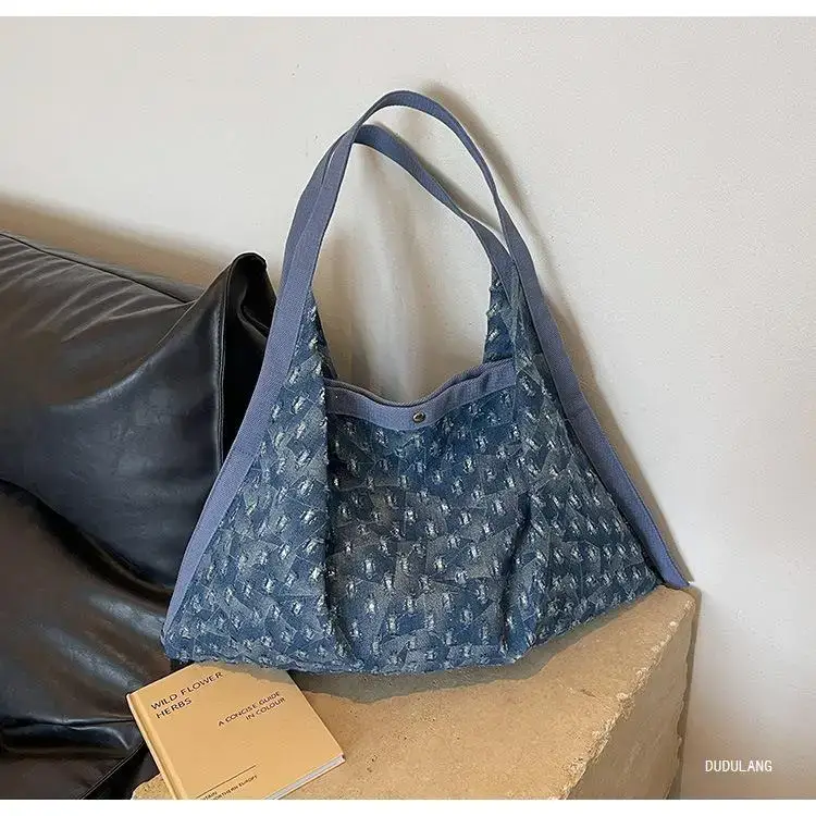 Blue Patterned Lazy Style Shoulder Bag for Women — feature 14