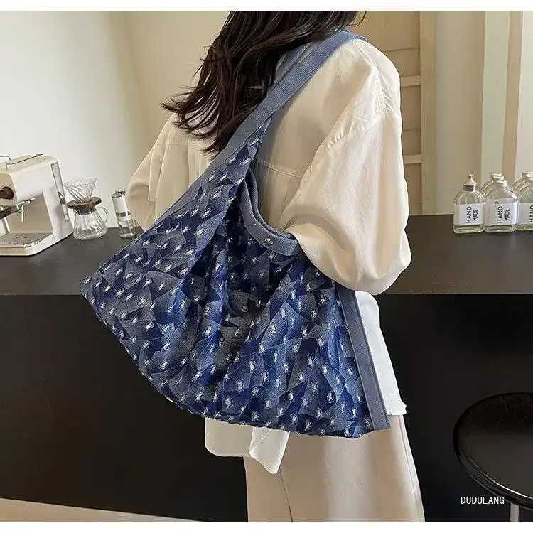 Blue Patterned Lazy Style Shoulder Bag for Women — feature 16