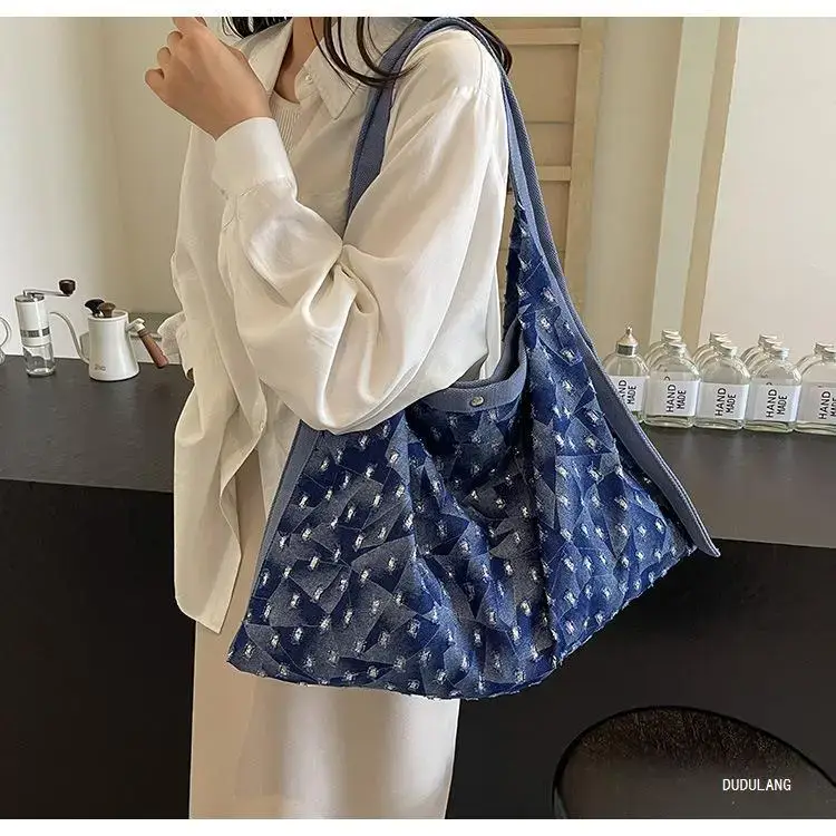 Blue Patterned Lazy Style Shoulder Bag for Women — feature 20