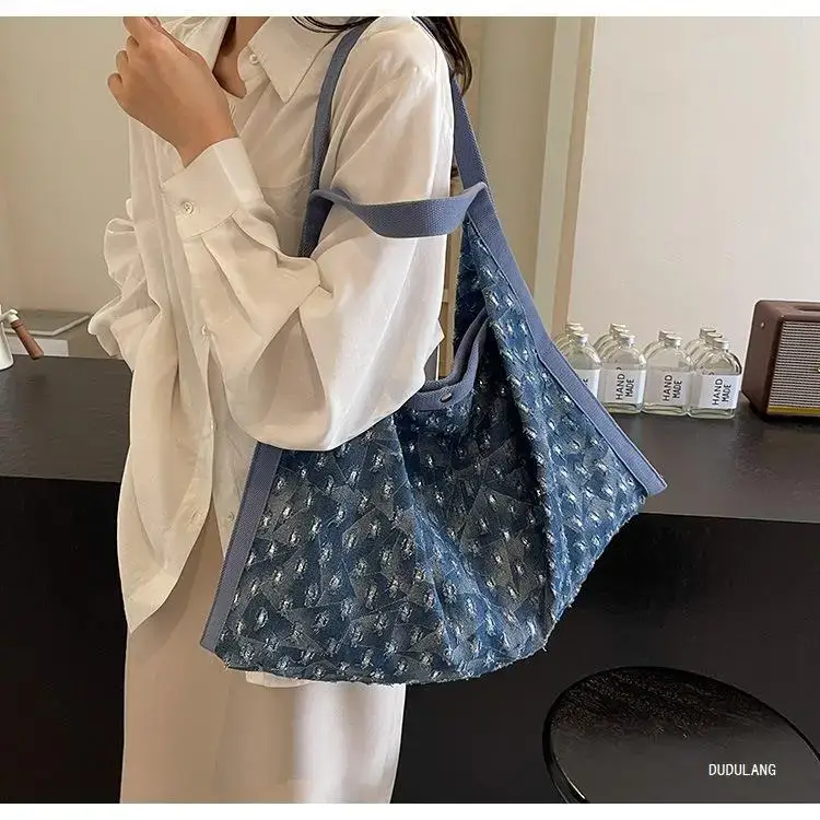 Blue Patterned Lazy Style Shoulder Bag for Women — feature 22