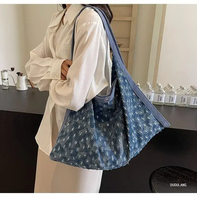 Blue Patterned Lazy Style Shoulder Bag for Women — feature 23