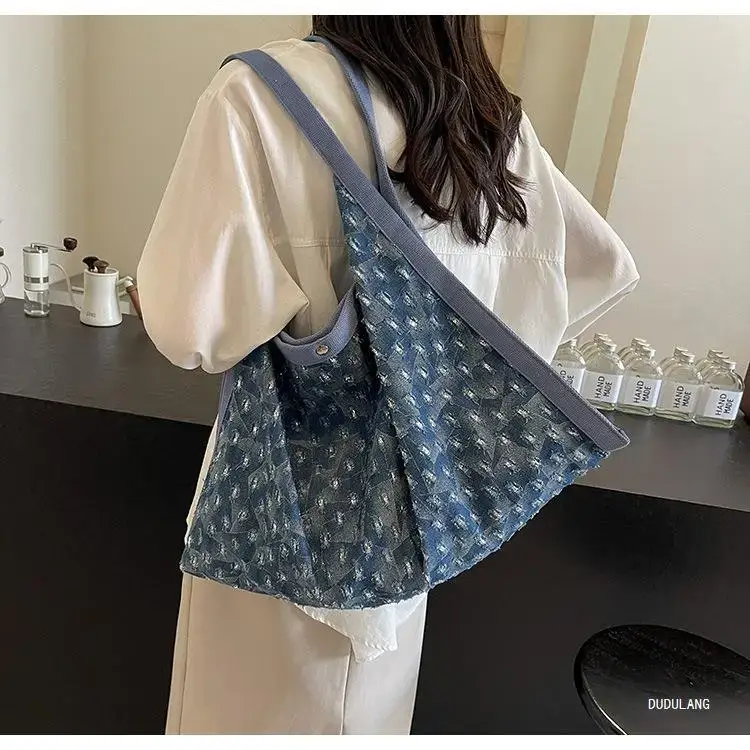 Blue Patterned Lazy Style Shoulder Bag for Women — feature 24