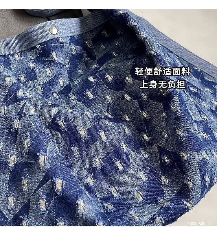 Blue Patterned Lazy Style Shoulder Bag for Women — feature 3