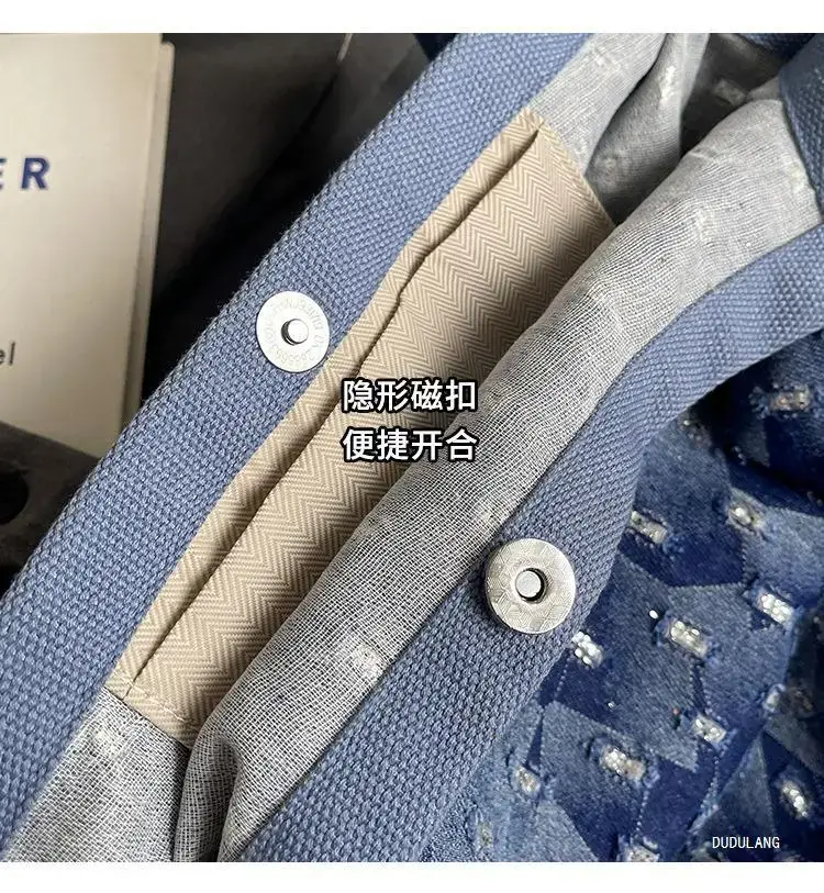 Blue Patterned Lazy Style Shoulder Bag for Women — feature 4