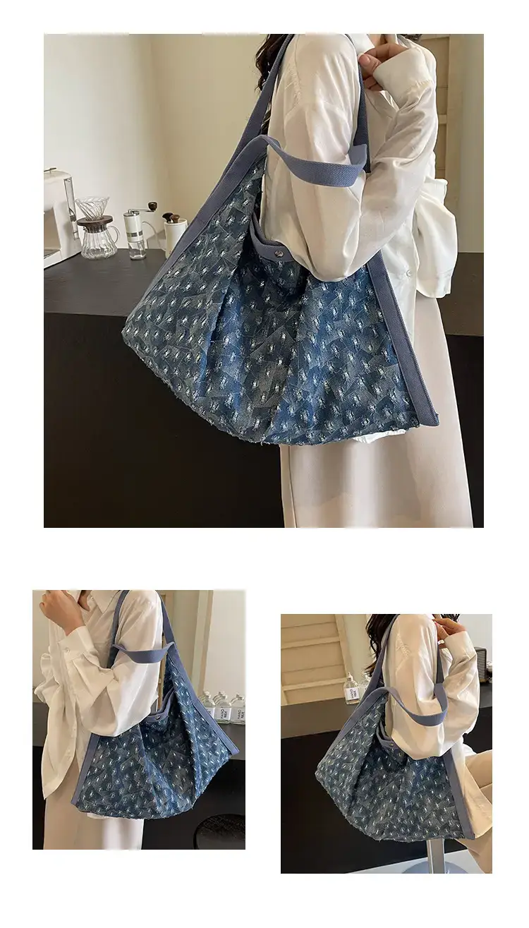 Blue Patterned Lazy Style Shoulder Bag for Women — feature 9