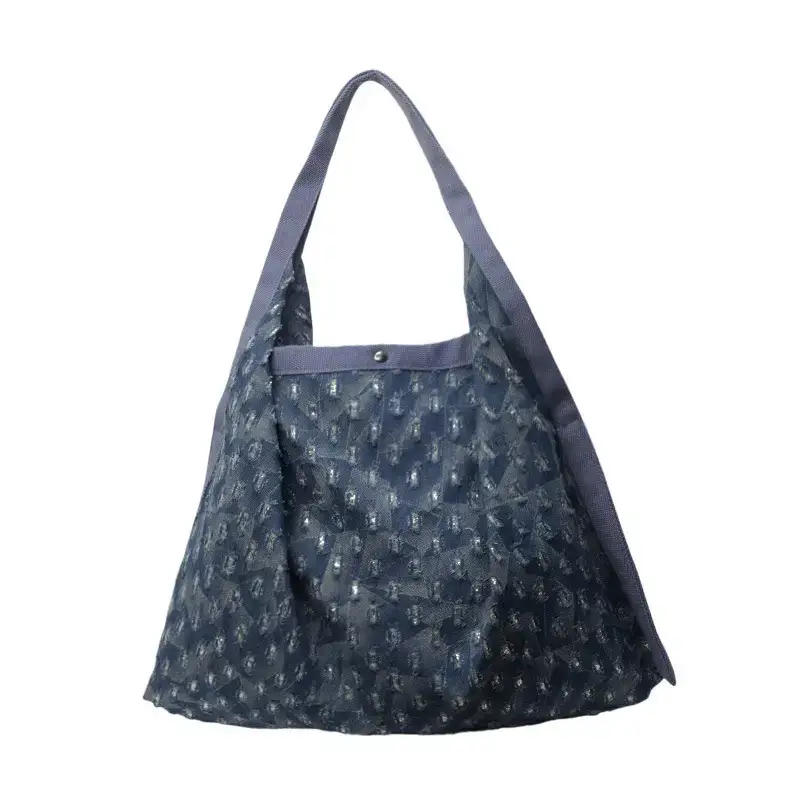 Blue Patterned Lazy Style Shoulder Bag for Women - Image 2