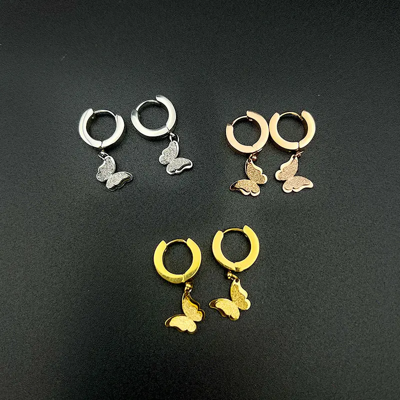 Titanium Rose Gold Butterfly Earrings for Women - Image 5