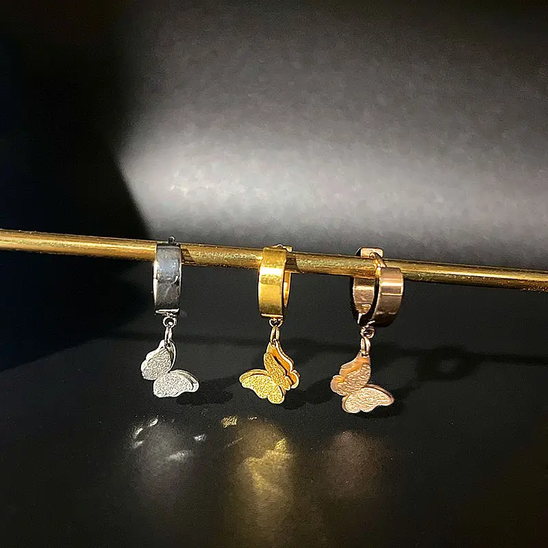 Titanium Rose Gold Butterfly Earrings for Women - Image 6