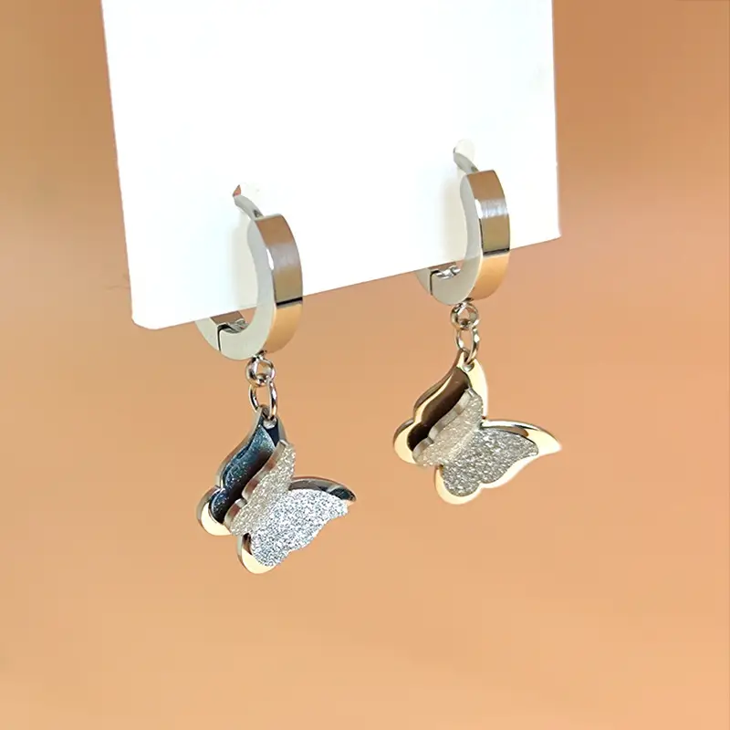 Titanium Rose Gold Butterfly Earrings for Women - Image 7