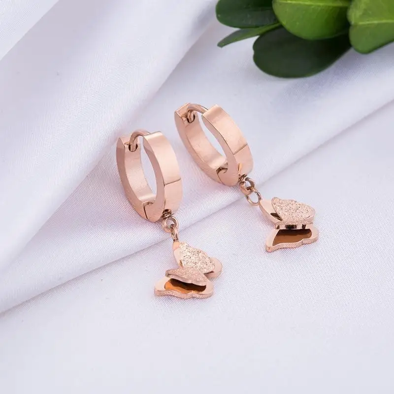 Titanium Rose Gold Butterfly Earrings for Women — feature 13