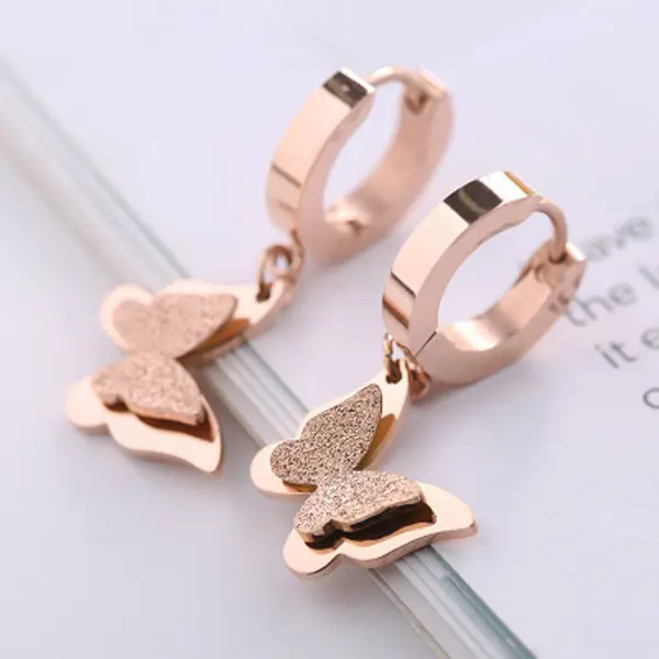 Titanium Rose Gold Butterfly Earrings for Women — feature 15