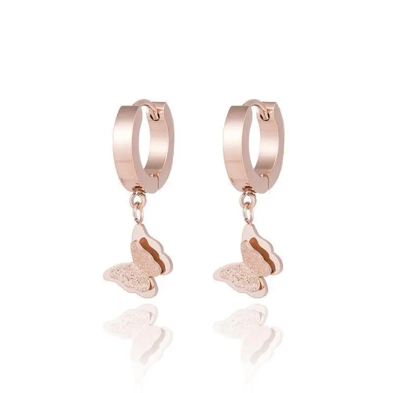 Titanium Rose Gold Butterfly Earrings for Women — feature 16