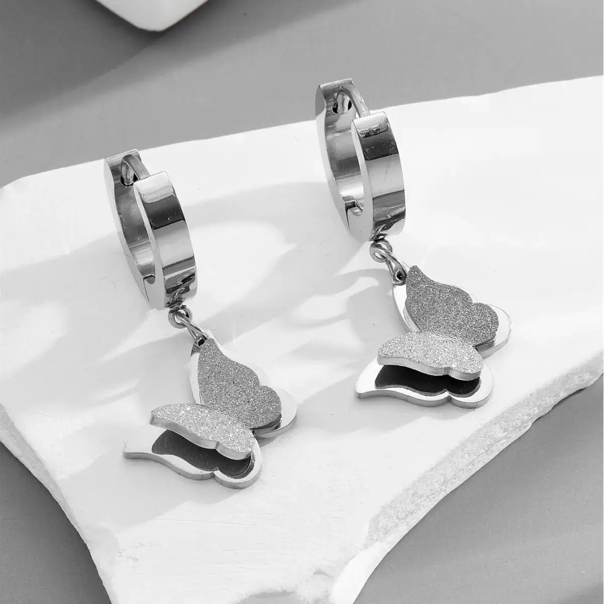 Titanium Rose Gold Butterfly Earrings for Women — feature 6