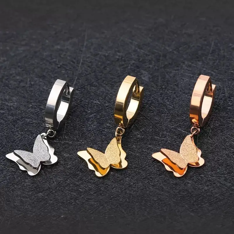 Titanium Rose Gold Butterfly Earrings for Women — feature 7