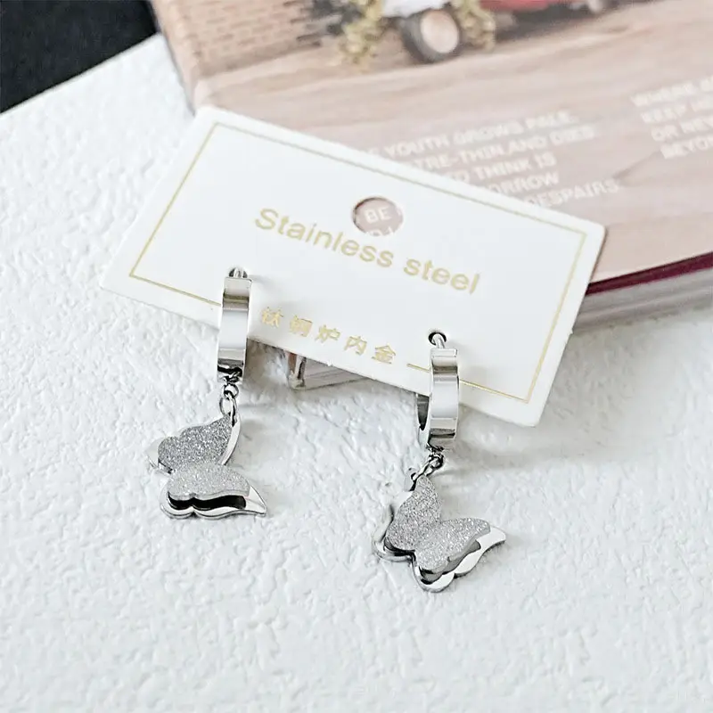 Titanium Rose Gold Butterfly Earrings for Women — feature 9