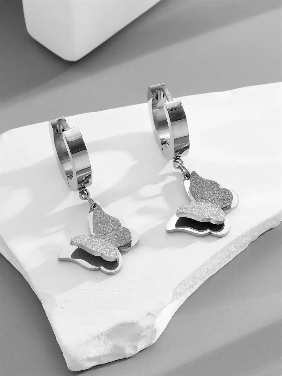 Titanium Rose Gold Butterfly Earrings for Women
