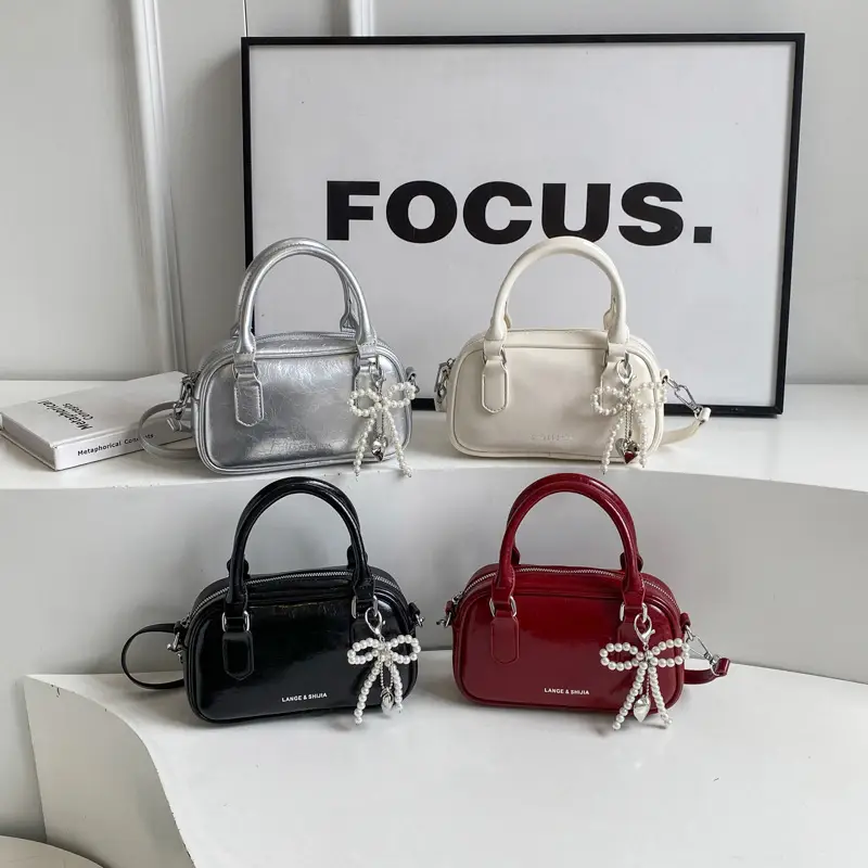 Silver Korean Style Textured Shoulder Bag for Women - Image 8