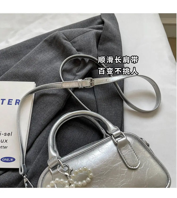 Silver Korean Style Textured Shoulder Bag for Women — feature 35