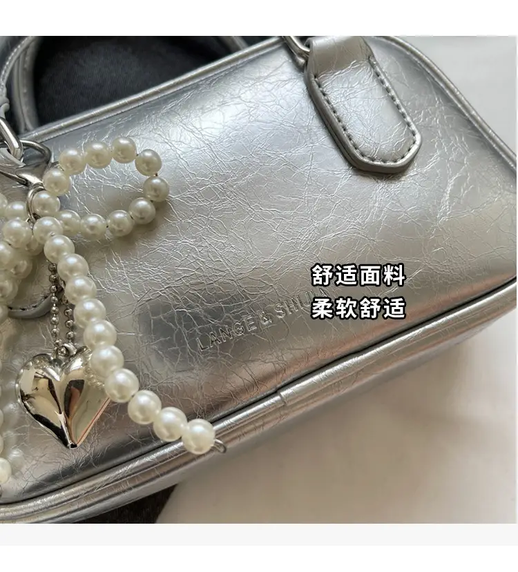 Silver Korean Style Textured Shoulder Bag for Women — feature 38