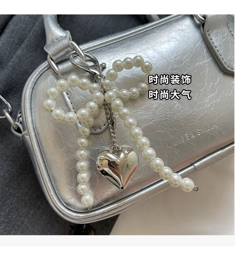 Silver Korean Style Textured Shoulder Bag for Women — feature 39
