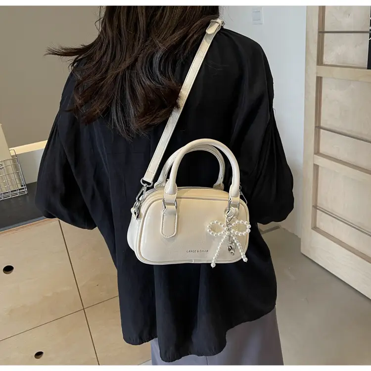 Silver Korean Style Textured Shoulder Bag for Women — feature 72