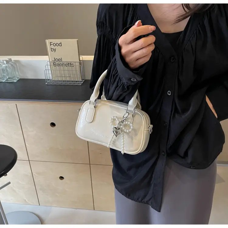 Silver Korean Style Textured Shoulder Bag for Women — feature 73