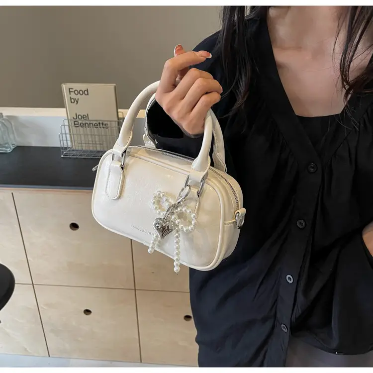 Silver Korean Style Textured Shoulder Bag for Women — feature 74