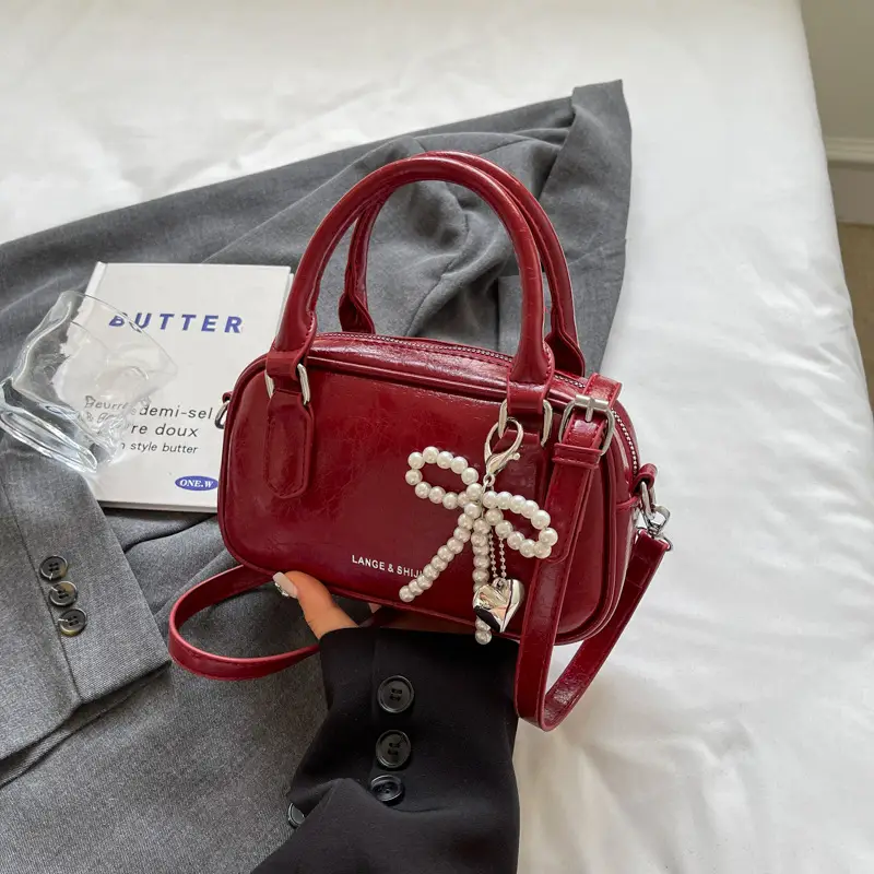 Silver Korean Style Textured Shoulder Bag for Women - Image 4