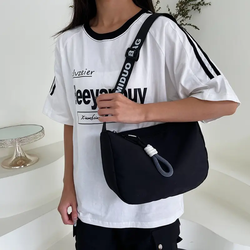 Black Underarm Bag for Women with Crossbody Strap