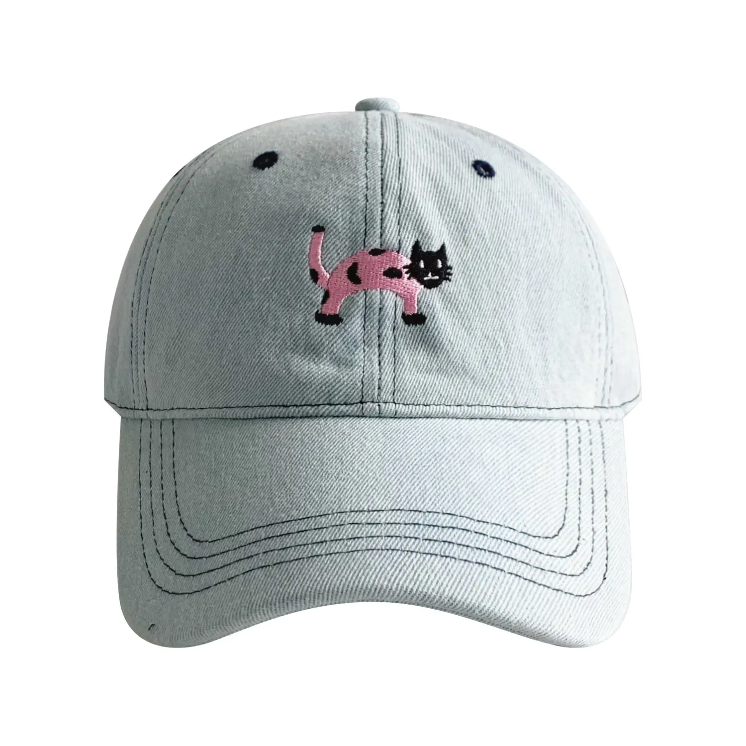 Kitten Denim Baseball Cap Washed Soft Top Korean Casual All-match Embroidered Outdoor Cap - Image 10