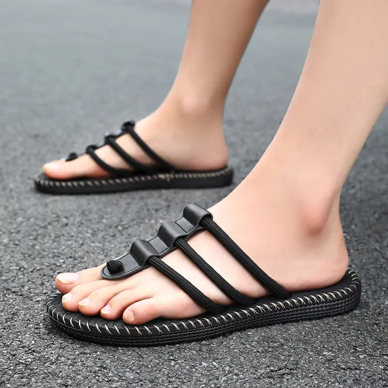 Summer Fashion Woven Shoes Foreign Trade plus size Men's Outer Wear Casual Flip-flops Sandals Woven Flip-flops Beach Shoes - Image 4