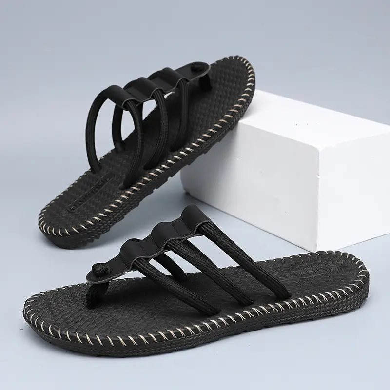 Summer Fashion Woven Shoes Foreign Trade plus size Men's Outer Wear Casual Flip-flops Sandals Woven Flip-flops Beach Shoes - Image 6