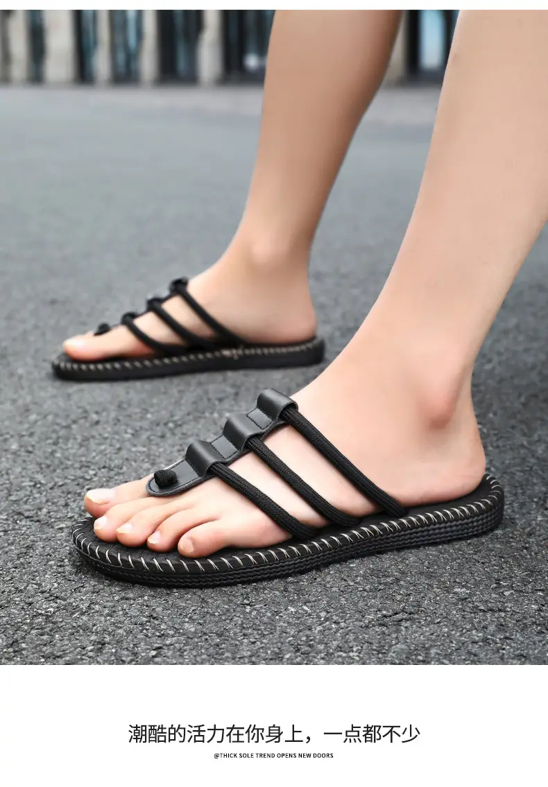 Summer Fashion Woven Shoes Foreign Trade plus size Men's Outer Wear Casual Flip-flops Sandals Woven Flip-flops Beach Shoes — feature 13