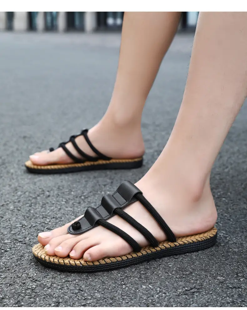 Summer Fashion Woven Shoes Foreign Trade plus size Men's Outer Wear Casual Flip-flops Sandals Woven Flip-flops Beach Shoes — feature 18
